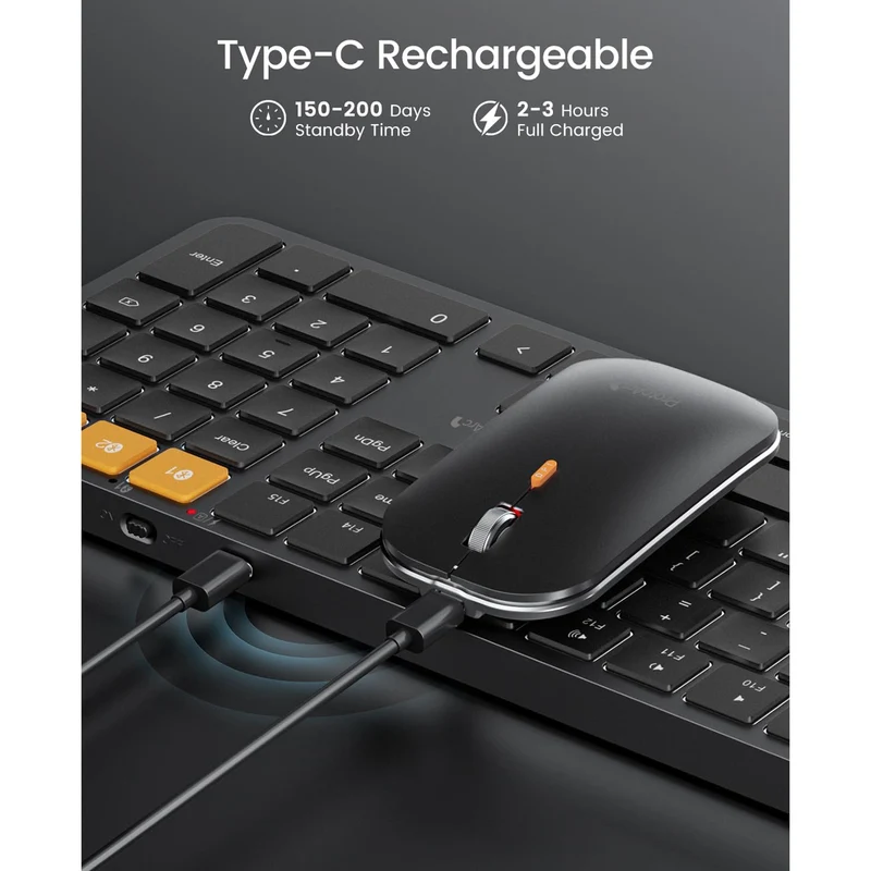 ProtoArc KM100-A Bluetooth Triple Channel Ultra-Slim Backlit Keyboard and Mouse Combo (Black) (CP016254)