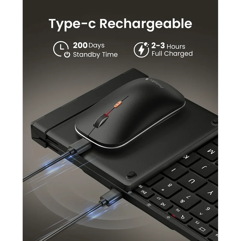ProtoArc XKM01 Pro Backlit Foldable Full-Size Keyboard and Mouse Combo (Black, Space Grey) (CP017027, CP017025)
