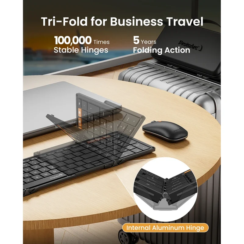ProtoArc XKM01 Pro Backlit Foldable Full-Size Keyboard and Mouse Combo (Black, Space Grey) (CP017027, CP017025)