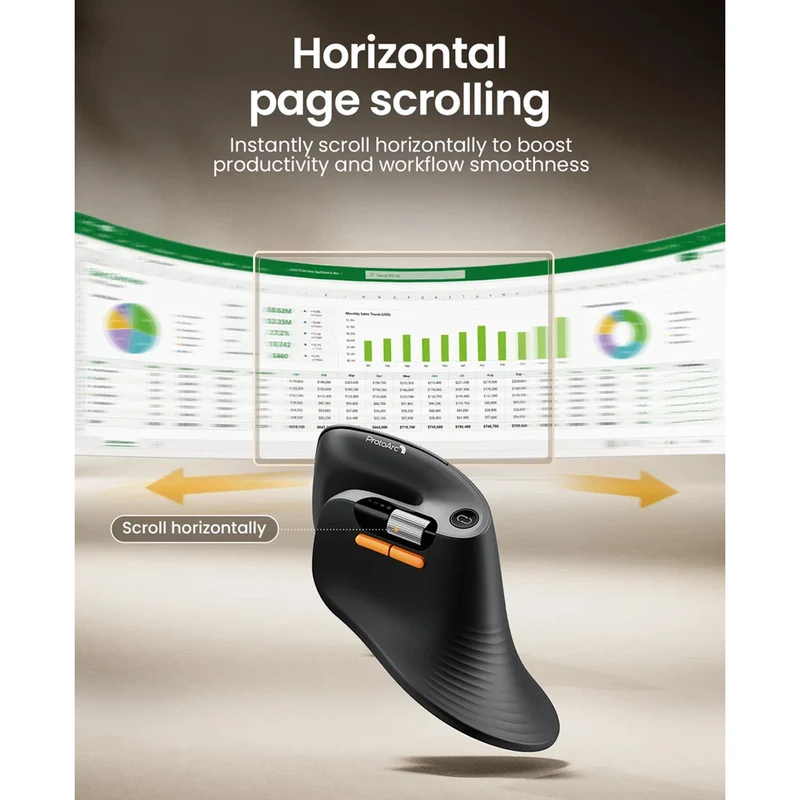 ProtoArc EM11 Pro Dual-Mode Ergonomic Vertical Mouse (Black) (CP017199)