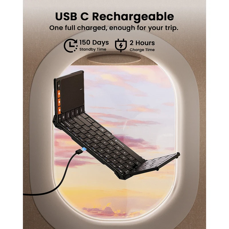 ProtoArc XK01 TP Foldable Wireless Keyboard with Touchpad (Black) (CP015105)