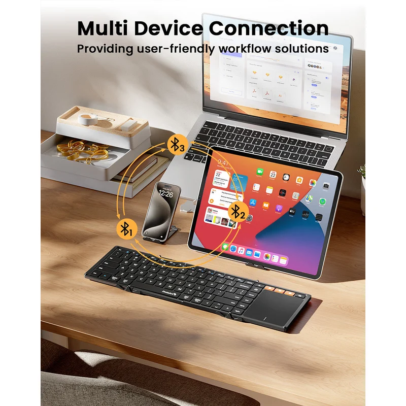 ProtoArc XK01 TP Foldable Wireless Keyboard with Touchpad (Black) (CP015105)