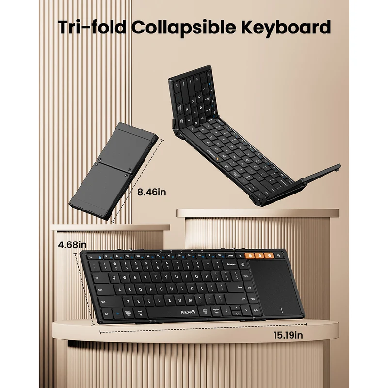 ProtoArc XK01 TP Foldable Wireless Keyboard with Touchpad (Black) (CP015105)