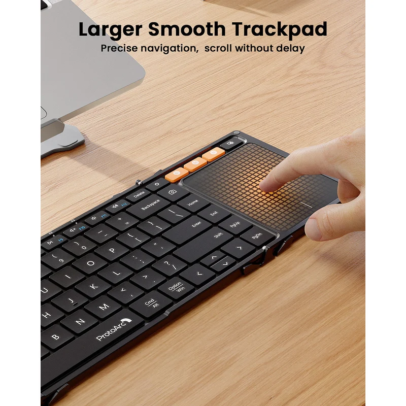 ProtoArc XK01 TP Foldable Wireless Keyboard with Touchpad (Black) (CP015105)