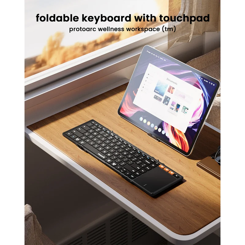 ProtoArc XK01 TP Foldable Wireless Keyboard with Touchpad (Black) (CP015105)