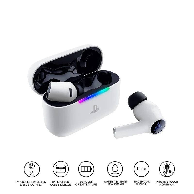 Razer Hammerhead V3 X HyperSpeed Wireless Multi-Platform Gaming Earbuds for PS5 (White)