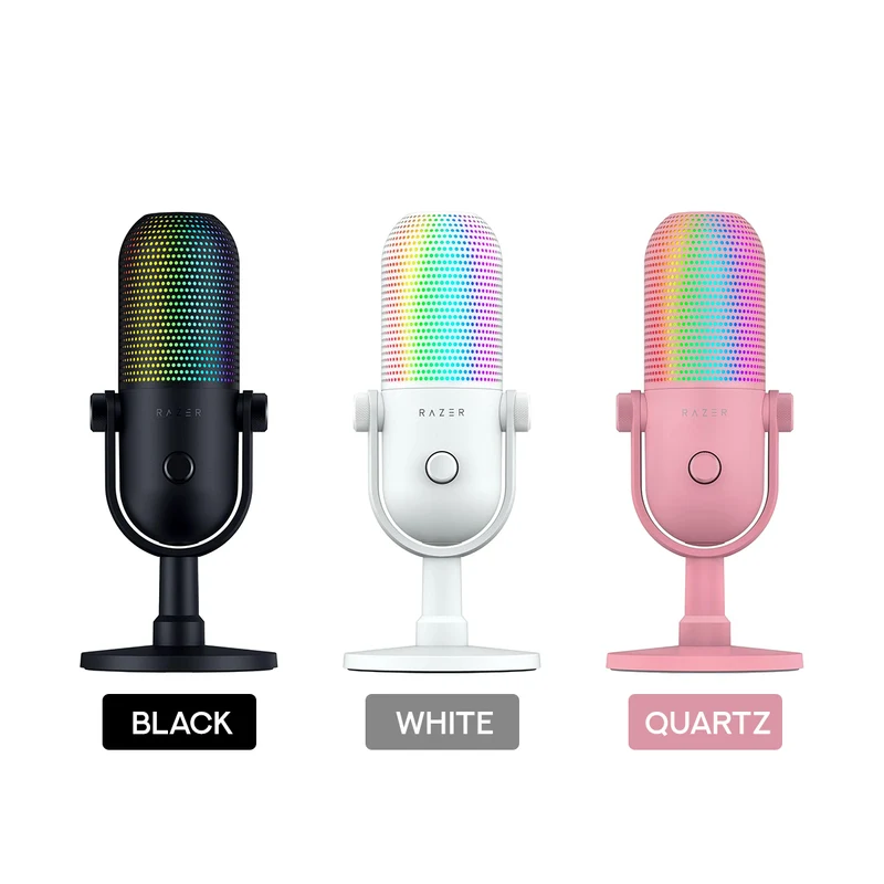 Razer Seiren V3 Chroma 32-Bit DSP RGB USB Microphone (Black, White, Quartz)