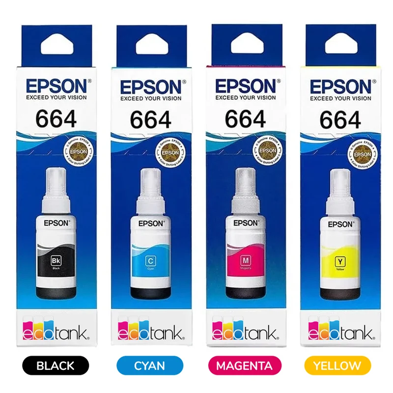 Epson 70ml Ink Bottle (Black, Cyan, Magenta, Yellow) (C13T664100, C13T664200, C13T664300, C13T664400)