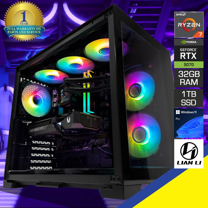 Optima Dynamic Mini Black Desktop Gaming PC | AMD Ryzen 7 9700X | 32GB (2x16GB) RAM | 1TB SSD | RTX 5070 | Windows 11 Pro