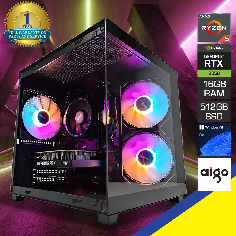 Alpha Apollo A275 Black Desktop Gaming PC | AMD Ryzen 5 5500 | 16GB (2x8GB) RAM | 512GB SSD | RTX 3050 | Windows 11 Pro
