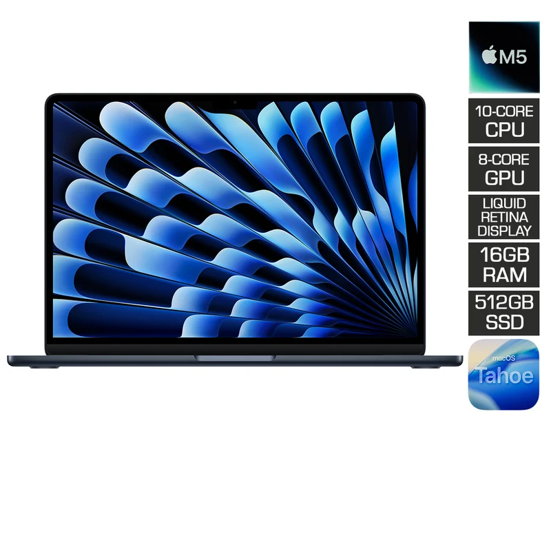 Apple MacBook Air 13" 16GB+512GB M5 Chip with 10-Core CPU & 8-Core GPU (Midnight) (MDHE4PP/A)