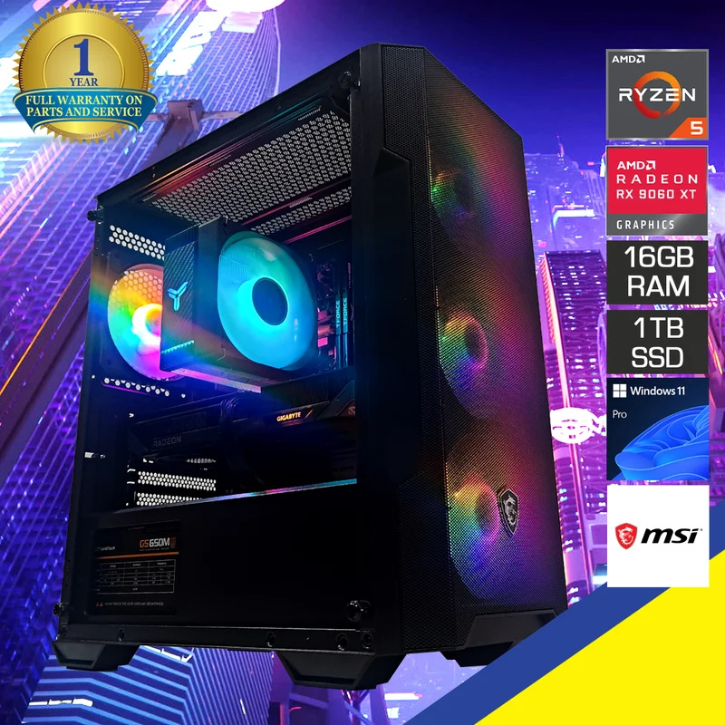 Sigma Forge Black Desktop Gaming PC | AMD Ryzen 5 7500F | 16GB RAM | 1TB SSD | RX 9060 XT | Windows 11 Pro