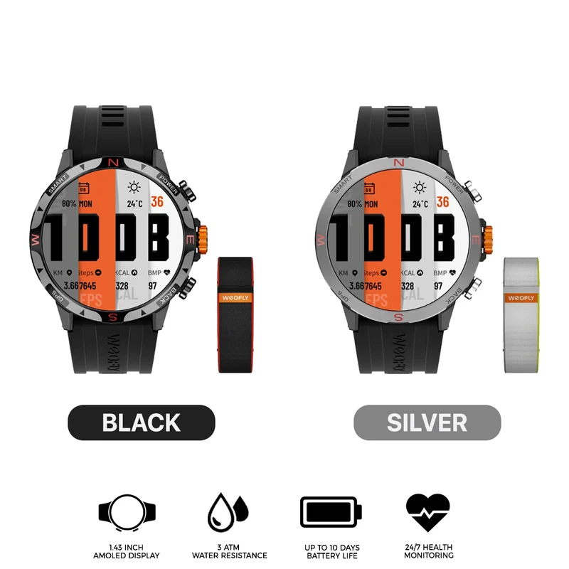 Weofly Conquer 2 Smartwatch (Black, Silver) (WFCQ712BL, WFCQ712SL)