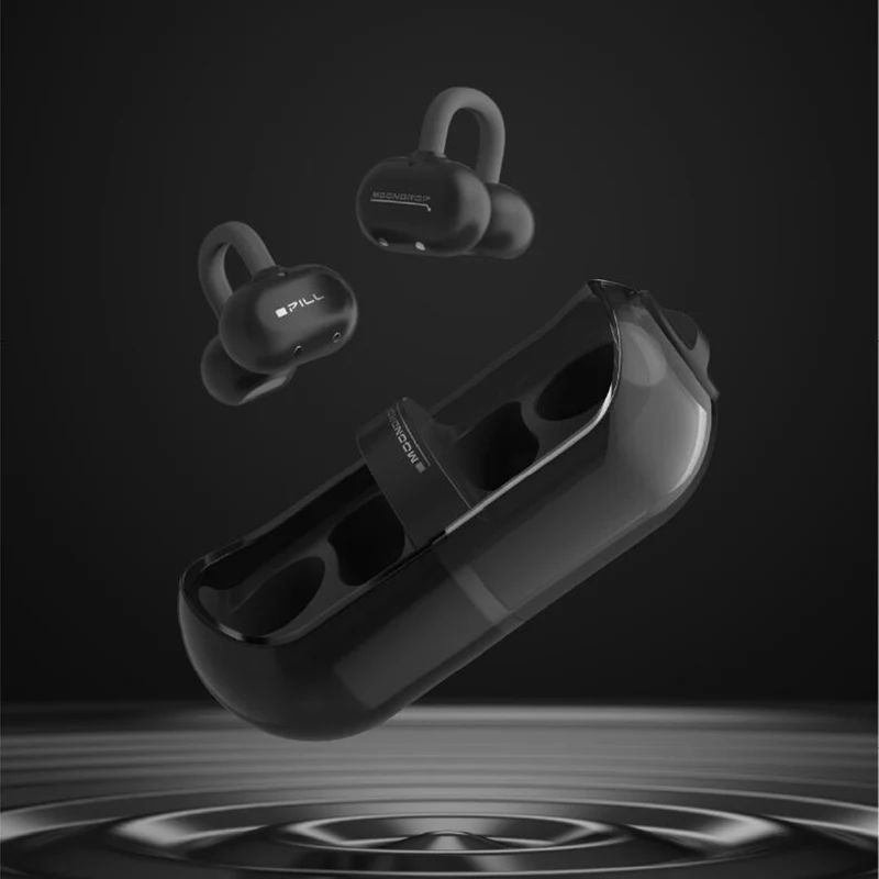 Moondrop Pill Open Ear Clip AI ENC HiFi Sound IPX4 OWS Ear-clip Earbuds (MD-OWS-003) (Grey-Black, Mint-Green, White-Red)