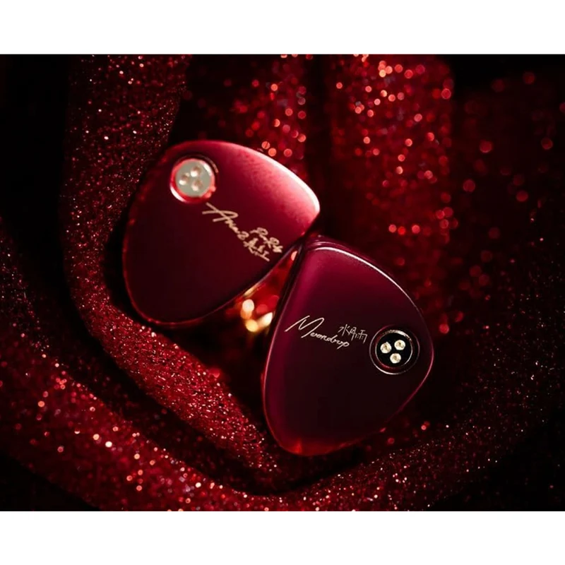 Moondrop Aria 2 In-Ear Headphone with 0.78 2 Pin Cable Replaceable Plugs 3.5/4.4mm Earphone (Red, Silver)