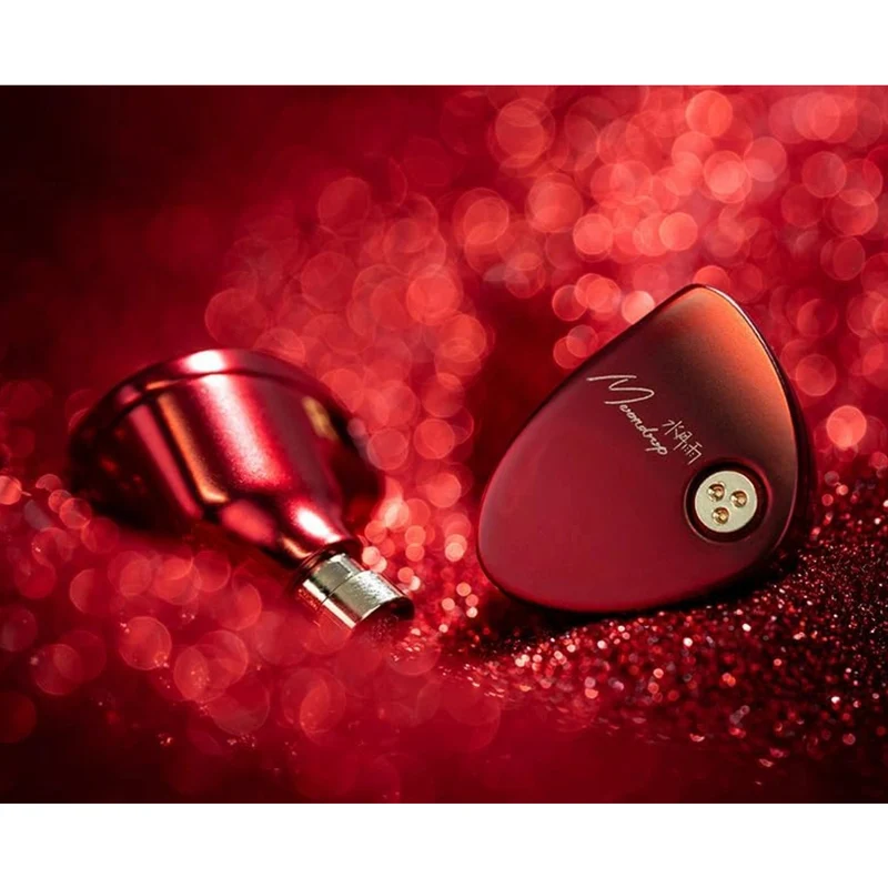 Moondrop Aria 2 In-Ear Headphone with 0.78 2 Pin Cable Replaceable Plugs 3.5/4.4mm Earphone (Red, Silver)