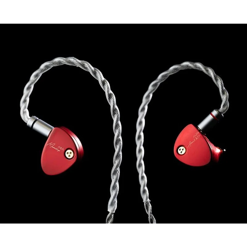 Moondrop Aria 2 In-Ear Headphone with 0.78 2 Pin Cable Replaceable Plugs 3.5/4.4mm Earphone (Red, Silver)