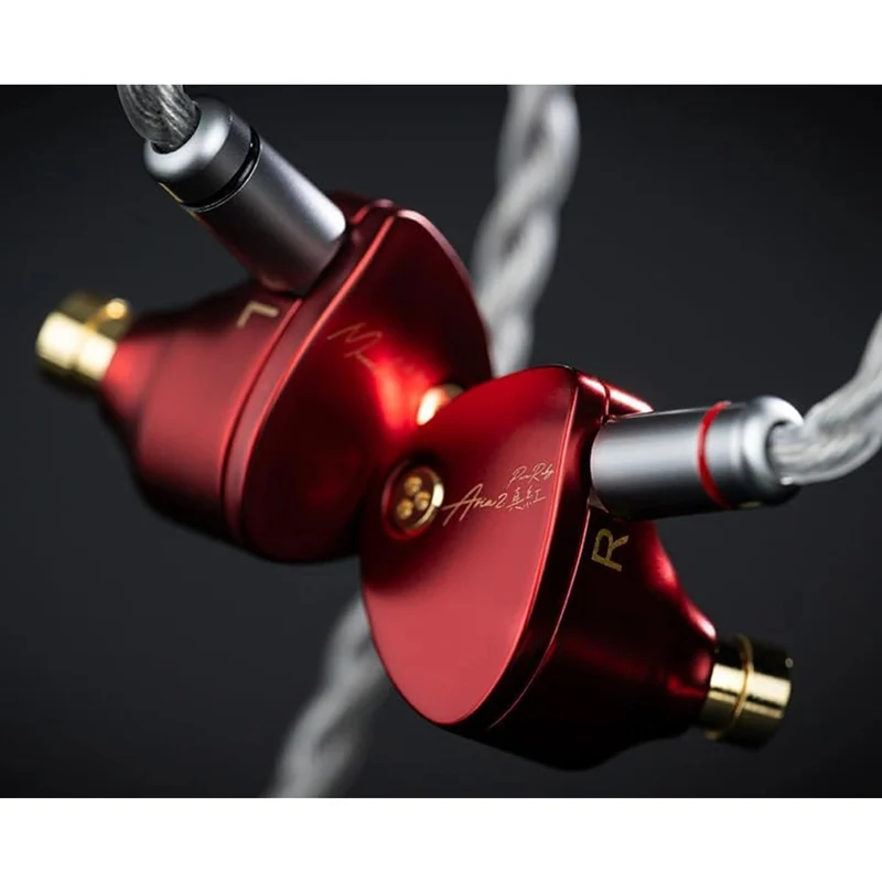 Moondrop Aria 2 In-Ear Headphone with 0.78 2 Pin Cable Replaceable Plugs 3.5/4.4mm Earphone (Red, Silver)