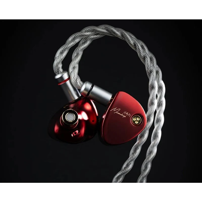 Moondrop Aria 2 In-Ear Headphone with 0.78 2 Pin Cable Replaceable Plugs 3.5/4.4mm Earphone (Red, Silver)