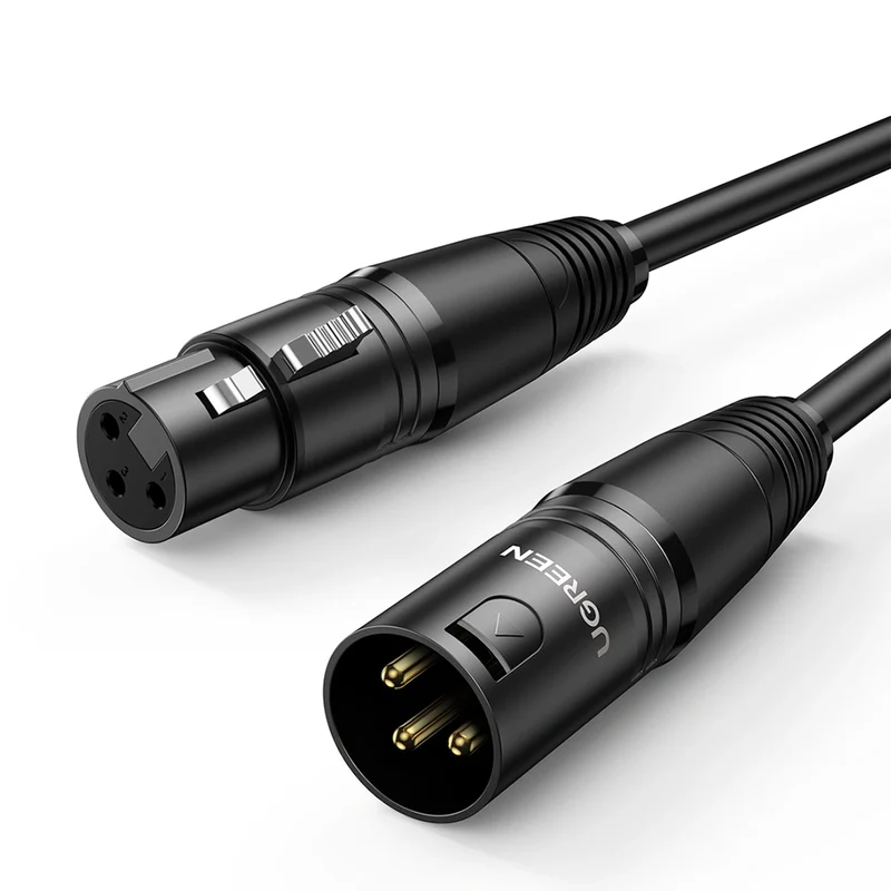 Ugreen Cannon Male to Female Microphone Extension Audio Cable - Black (3M, 5M) (AV130/20711, AV130/20712)