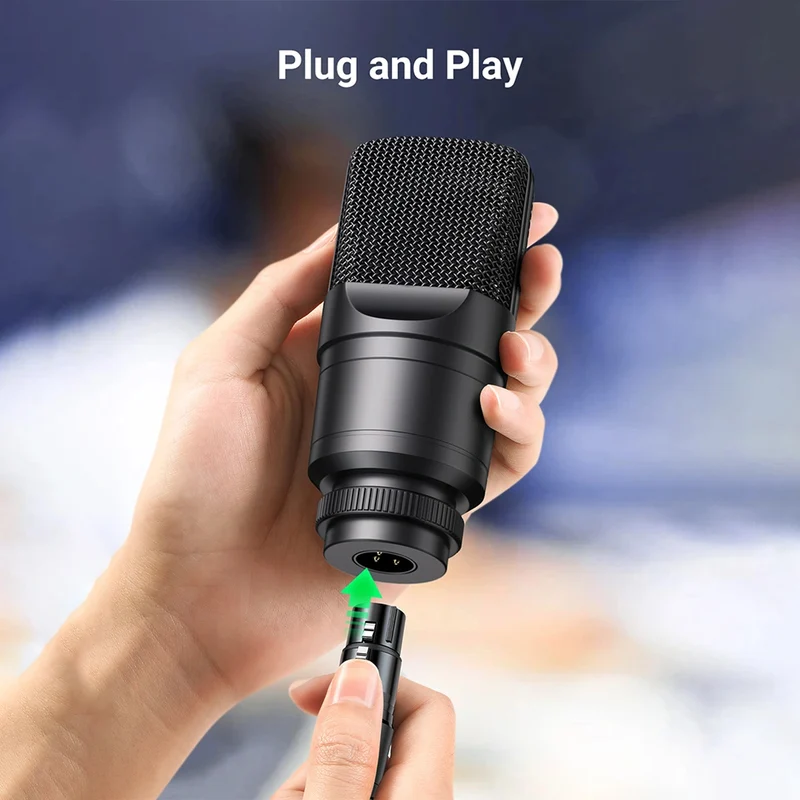 Ugreen Cannon Male to Female Microphone Extension Audio Cable - Black (3M, 5M) (AV130/20711, AV130/20712)
