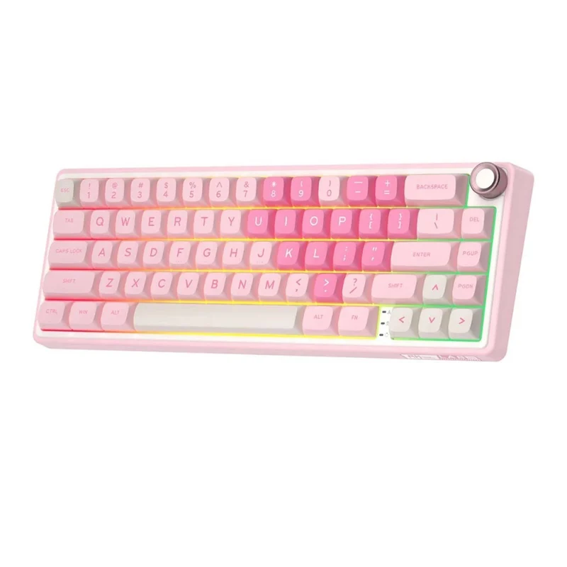 Royal Kludge R65 Single-Mode RGB 66 Keys Hot-Swappable Mechanical Keyboard Pink Melody (Cream Switch)
