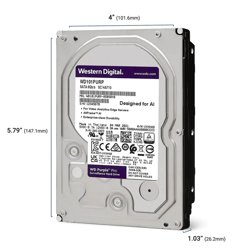 WD Purple Pro 8TB 3.5" SATA Video Analytics Hard Drive (WD8002PURP)