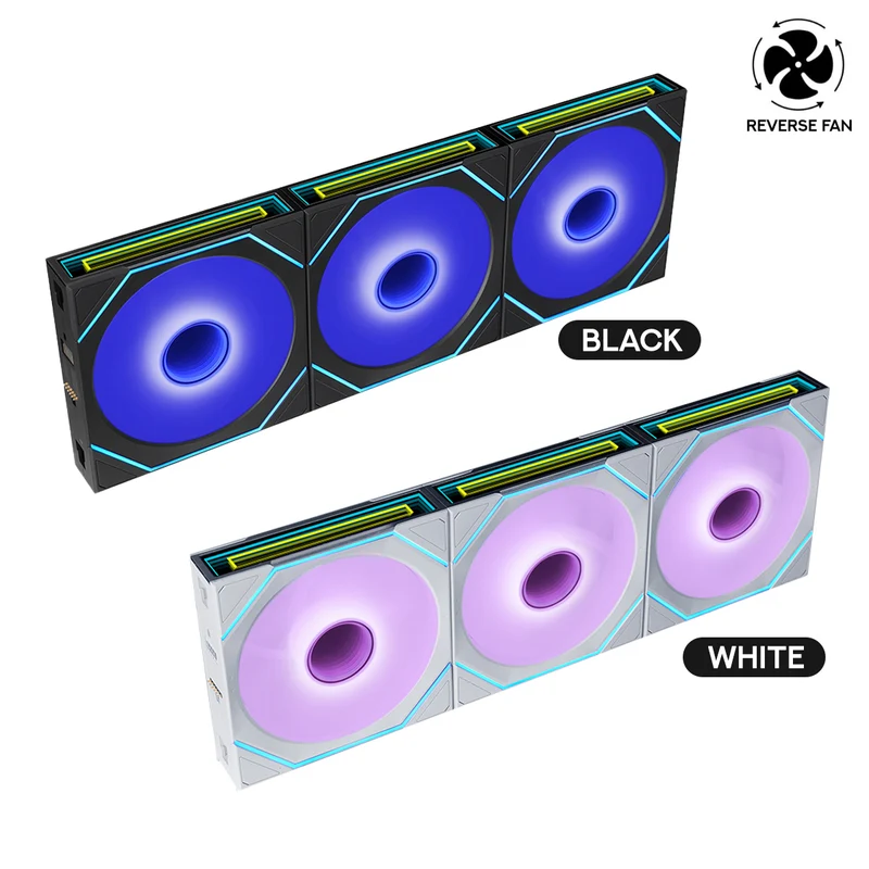 Lian Li Uni Fan SL Infinity Flex Reverse 120mm 3-in-1 Pack Cooling Fan (Black, White) (12RSLIN1F3B, 12RSLIN1F3W)