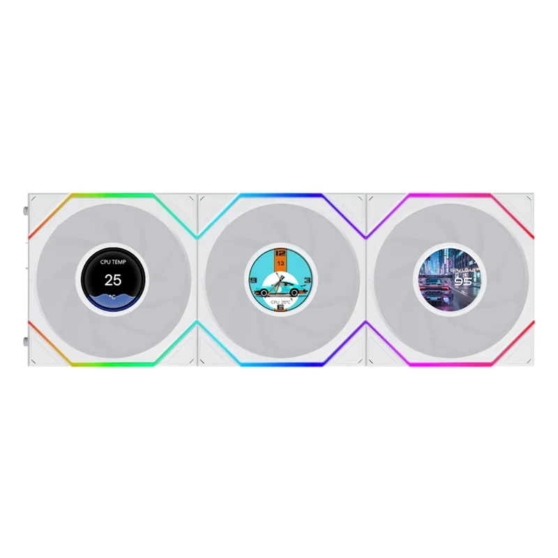 Lian Li Uni Fan TL LCD Flex Reverse 120mm 3-in-1 Pack Cooling Fan (Black, White) (12RTLLCD1F3B, 12RTLLCD1F3W)