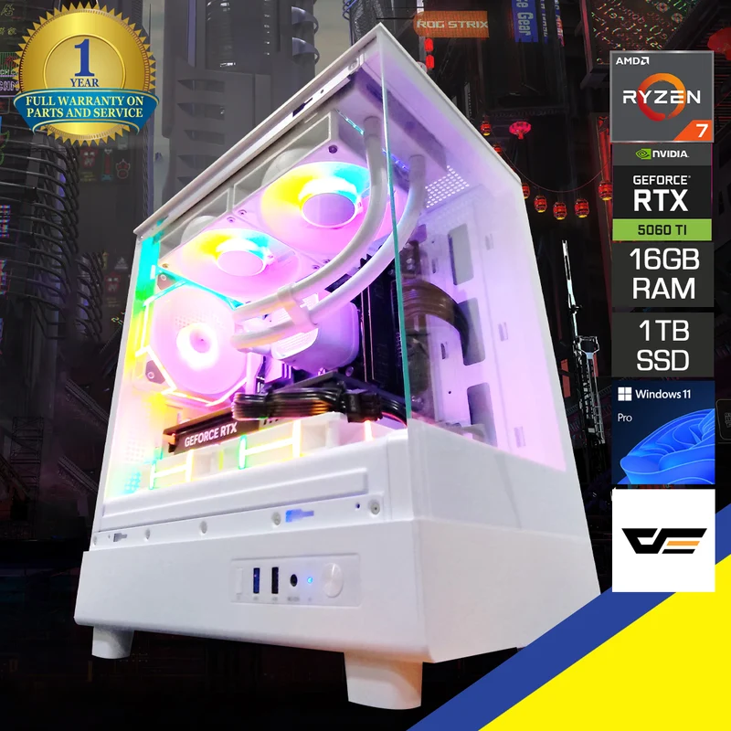 Aurora DB330M White Desktop Gaming PC | AMD Ryzen 7 8700F | 16GB (2x8GB) RAM | 1TB SSD | RTX 5060 Ti | Windows 11 Pro