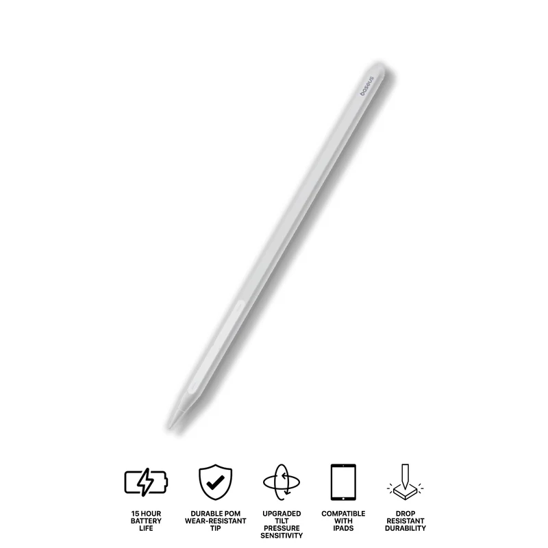 Baseus Smooth Writing PS3 Air Bluetooth Stylus Pen for iPad Pencil Universal Wired Charging for iPad/ Tablet Touch Writing Pen (Moon White) (B0001201)