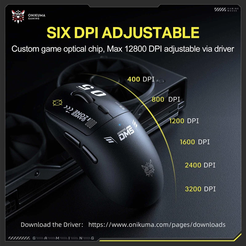 Onikuma DM05 Tri-Mode RGB Wireless Gaming Mouse (Black)