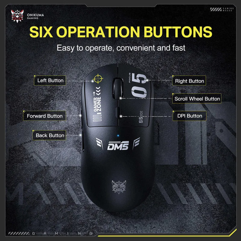 Onikuma DM05 Tri-Mode RGB Wireless Gaming Mouse (Black)