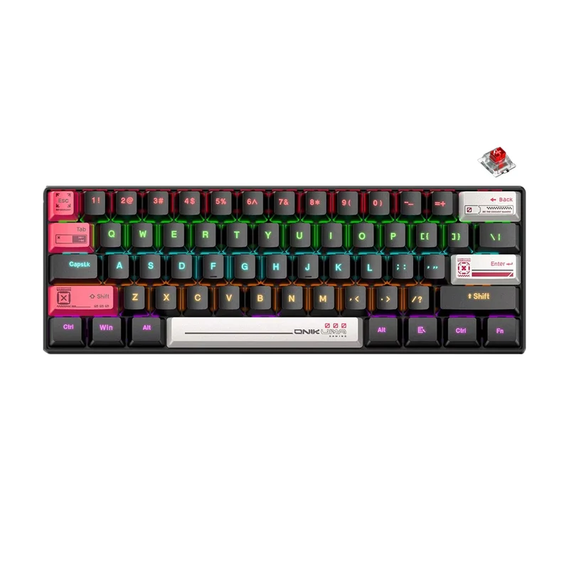 Onikuma MT605 Tri-Mode RGB 61 Keys Mechanical Keyboard (Black) (Red Axis)