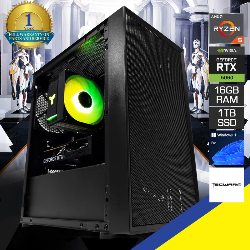 Sigma NEXUS AIR Black Desktop Gaming PC | AMD Ryzen 5 7500F | 16GB (2x8GB) RAM | 1TB SSD | RTX 5060 | Windows 11 Pro