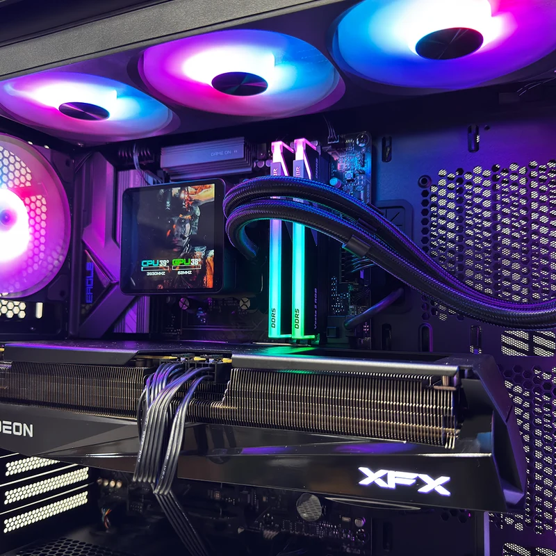 Optima Velox Black Desktop Gaming PC | AMD Ryzen 7 7800X3D | 32GB (2x16GB) RAM | 1TB SSD| RX 9070 XT | Windows 11 Pro