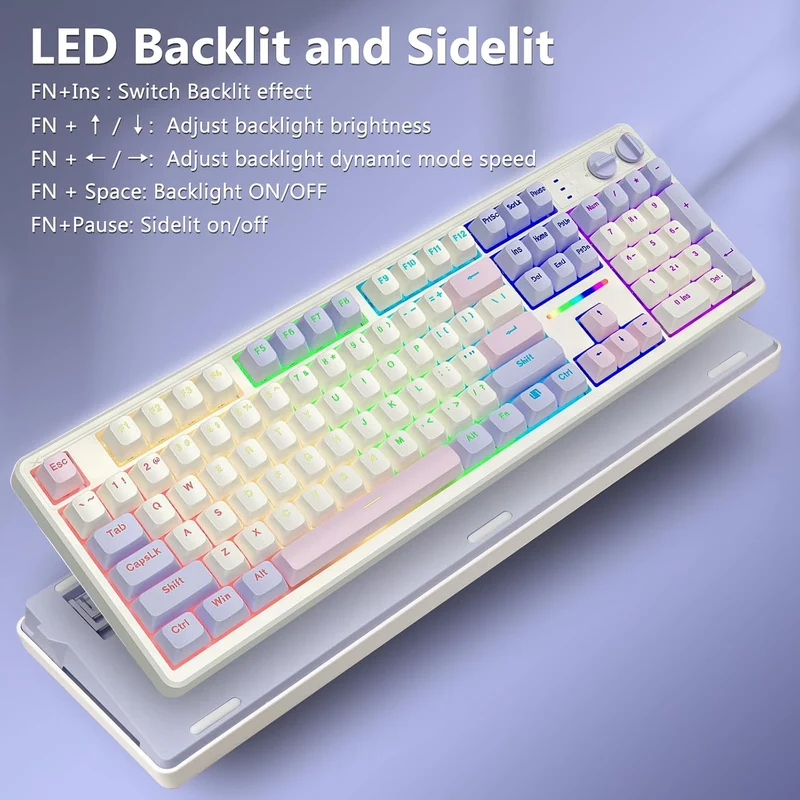 E-Yooso Z-104 RGB Wired Mechanical Keyboard White-Pink-Purple (Silverwood Switch)
