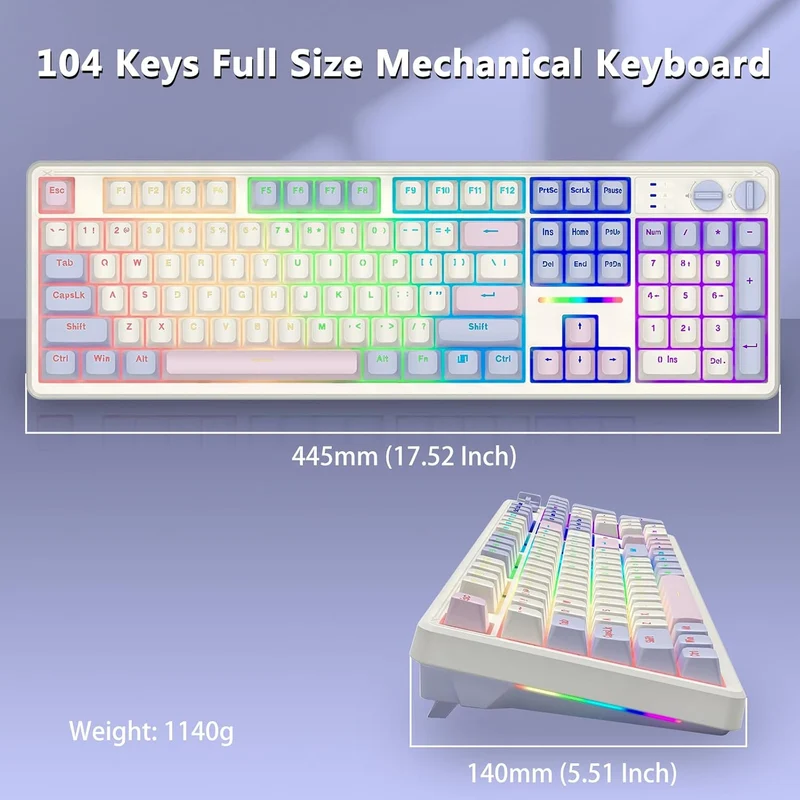 E-Yooso Z-104 RGB Wired Mechanical Keyboard White-Pink-Purple (Silverwood Switch)