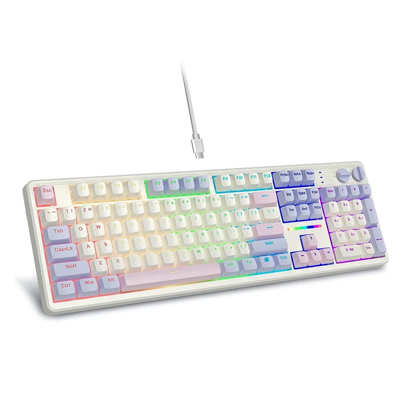 E-Yooso Z-104 RGB Wired Mechanical Keyboard White-Pink-Purple (Silverwood Switch)