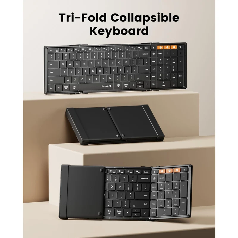 ProtoArc XK01 Plus Foldable Full-Size Bluetooth Keyboard (Black, Space Grey) (CP015823, CP015030)