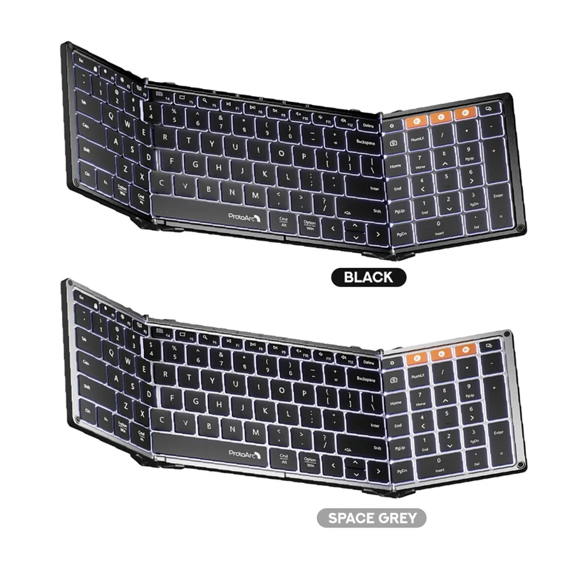 ProtoArc XK01 Plus Foldable Full-Size Bluetooth Keyboard (Black, Space Grey) (CP015823, CP015030)