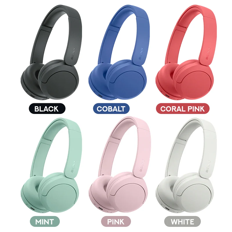 Sony WH-CH530 Wireless Headphones (Black, Cobalt, Coral Pink, Mint, Pink, White)