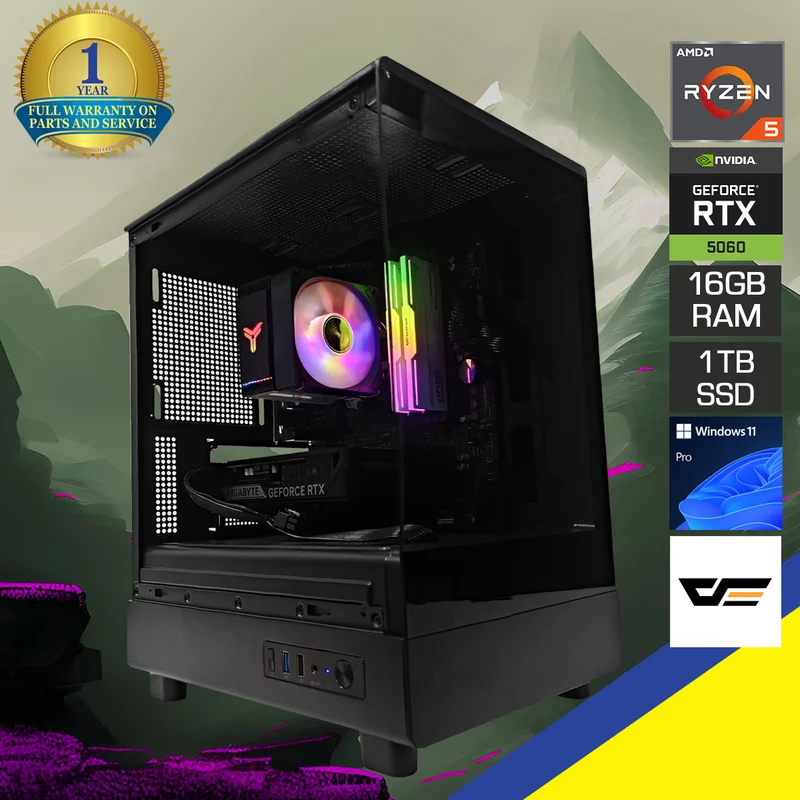 Sigma DB330M Black Desktop Gaming PC | AMD Ryzen 5 5600 | 16GB (2x8GB) RAM | 1TB SSD | RTX 5060 | Windows 11 Pro