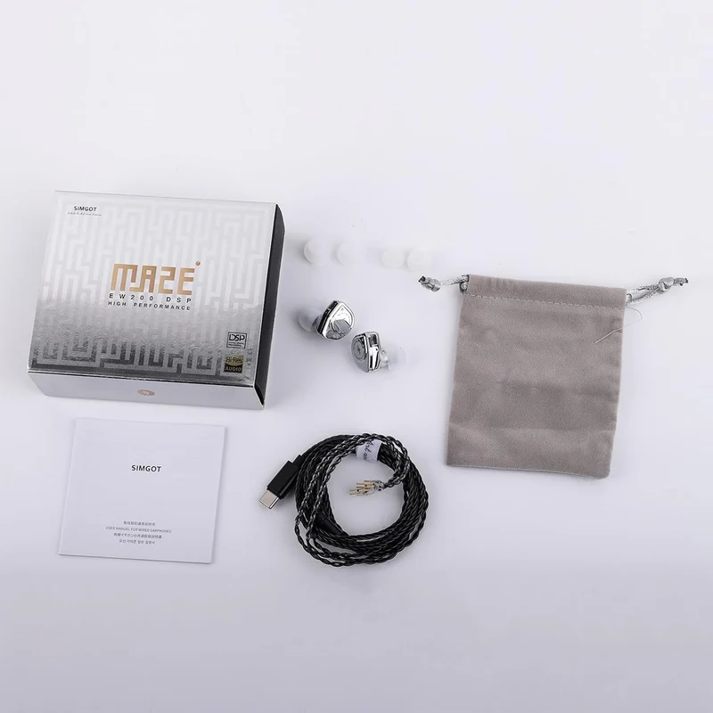SIMGOT EW200 DSP 10mm SCP Diaphragm Dual-Magnetic-Circuit & Dual-Cavity Dynamic Driver In-Ear Earphones (Silver)