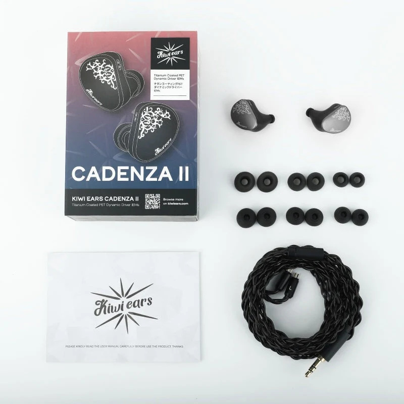 Kiwi Ears Cadenza II 10mm Titanium Driver Hi-Fi In-Ear Monitor with KARS 2.0, Precise Tonal Balance, CNC Aluminum Faceplate (Grey, Blue)