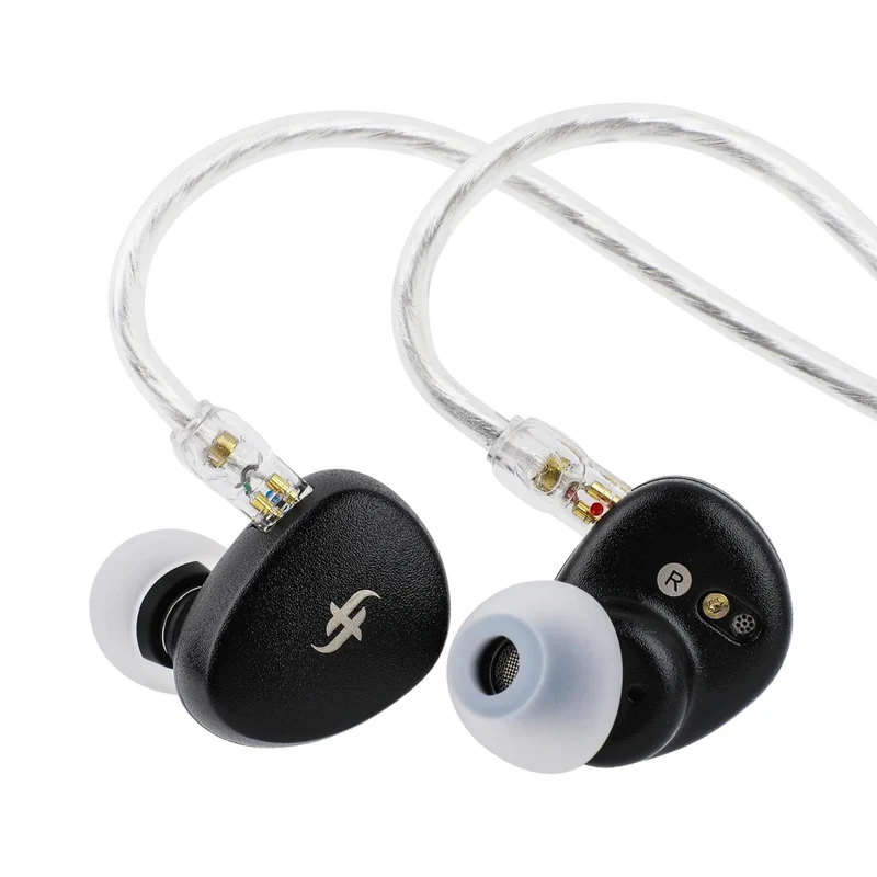 SIMGOT EA500 DSP Dual-Magnetic Dual-Chamber DLC 10mm Dynamic Driver In-Ear Monitor, with All Metal Cavity, Replaceable Tuning Nozzle, Detachable 2 Pin OFC Silver Plated Cable (Black)