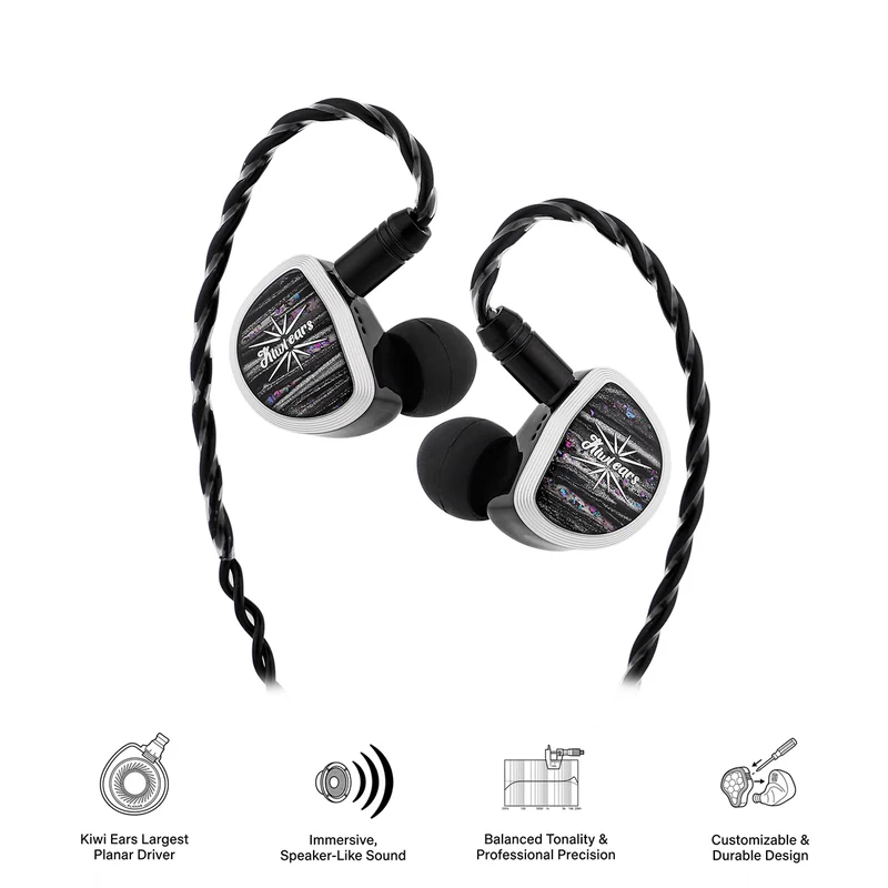 Kiwi Ears Aether In-Ear Monitor 15.3mm Large Planar Driver Earphone Hi-Fi Gaming Earbuds with 2Pin Detachable Cable