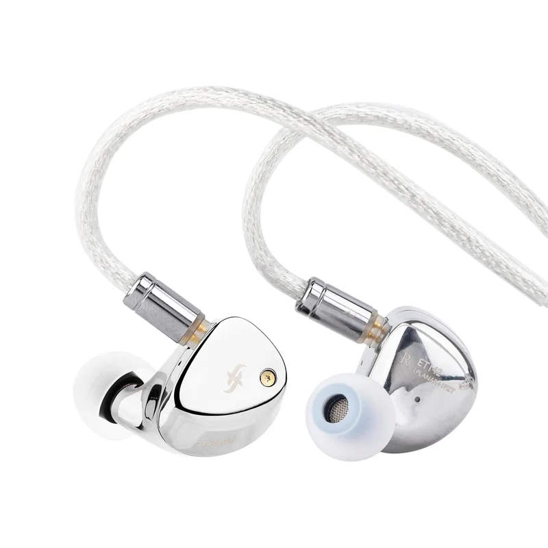 SIMGOT ET142 Advanced Dual-Symmetric Magnetic Planar & PZT In-Ear Monitor, with CNC Machined Alloy Shell, Replaceable Tuning Nozzles, Silver-Plated OFC Cable (Grey)