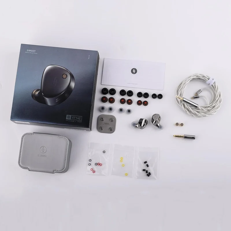 SIMGOT ET142 Advanced Dual-Symmetric Magnetic Planar & PZT In-Ear Monitor, with CNC Machined Alloy Shell, Replaceable Tuning Nozzles, Silver-Plated OFC Cable (Grey)
