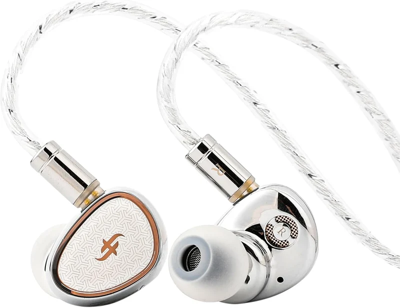 SIMGOT EA1000 Fermat Flagship 2nd Gen Dual Magnetic Dual Cavity 10mm Dynamic Driver, With SDPGD Purple-gold Diaphragm, Detachable Tuning Nozzles, Silver-Plated Cable In-Ear Monitor (Silver)